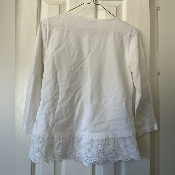 J by J Crew 3/4 sleeves white t shirt with lace bottom - Picture 10 of 11